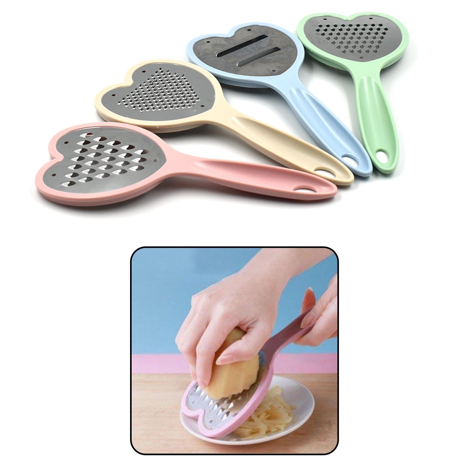 2587 Heart Grater Set and Heart Grater Slicer Used Widely for Grating and Slicing of Fruits, Vegetables, Cheese Etc. Including All Kitchen Purposes. 2587 Heart Grater Set and Heart Grater Slicer Used Widely for Grating and Slicing of Fruits, Vegetables, Cheese Etc. Including All Kitchen Purposes.